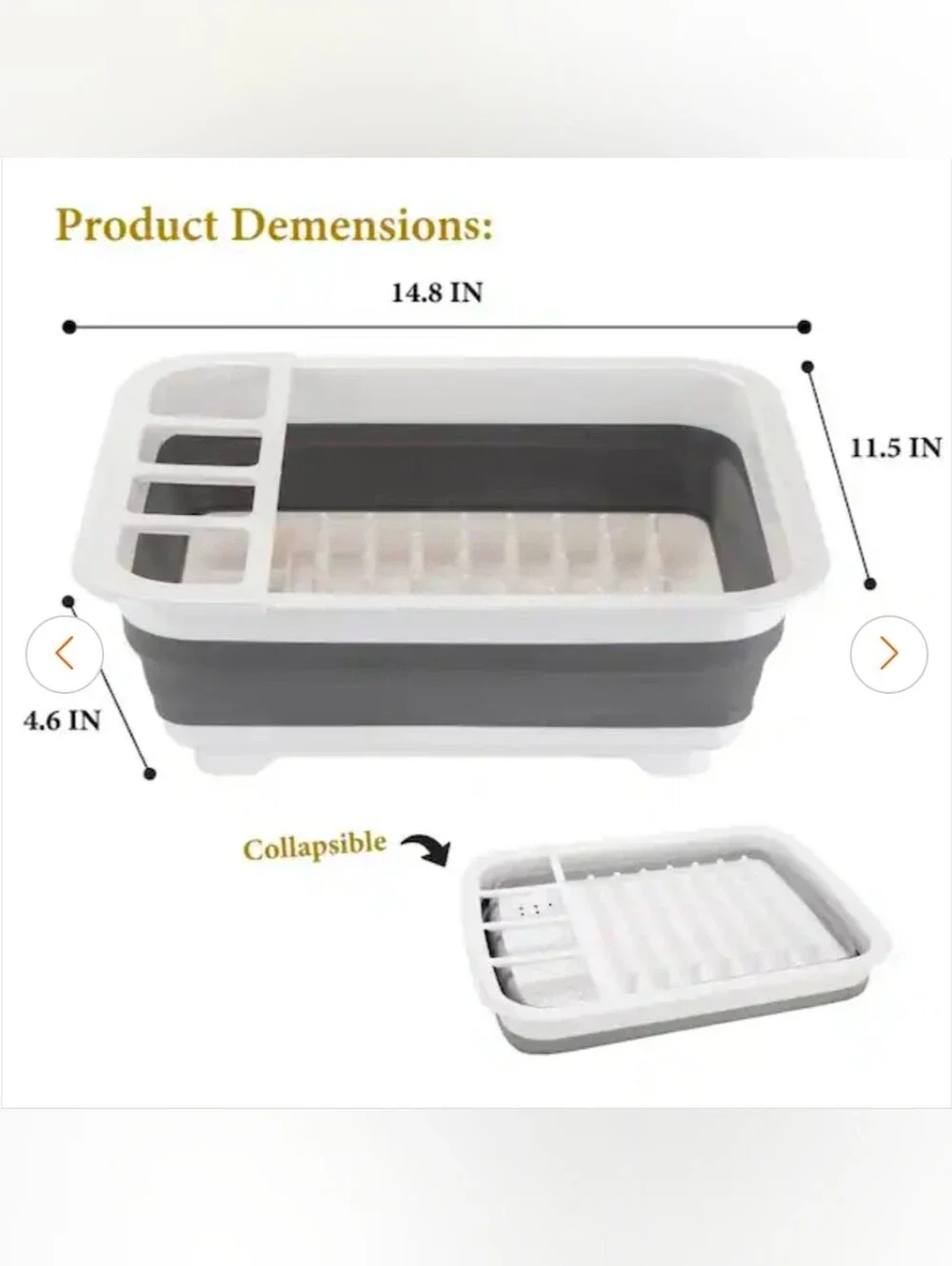Collapsible Dish Drying Rack - Gray and White